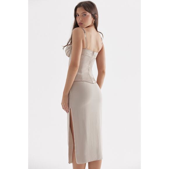 House of CB Chantal champagne satin top - Picture 2 of 6